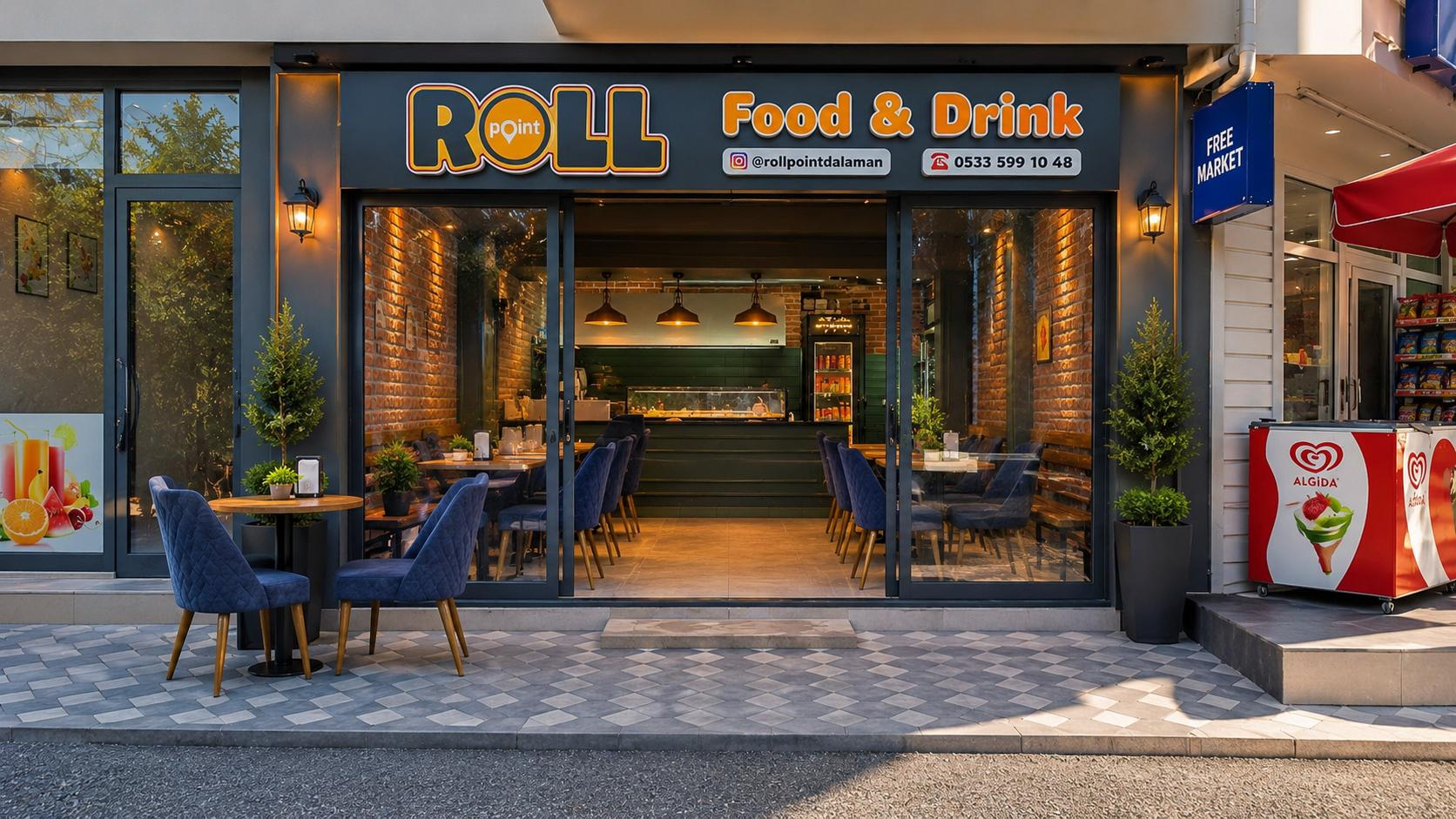 Roll Point Dalaman restoran girişi ve dış mekan
